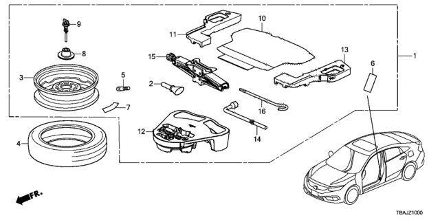 2019 Honda Civic Nozzle, Emergency Diagram for 17675-TG7-A01