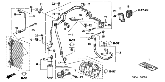 2003 Honda Civic Pipe Assembly, Air Conditioner Diagram for 80325-S5B-A01