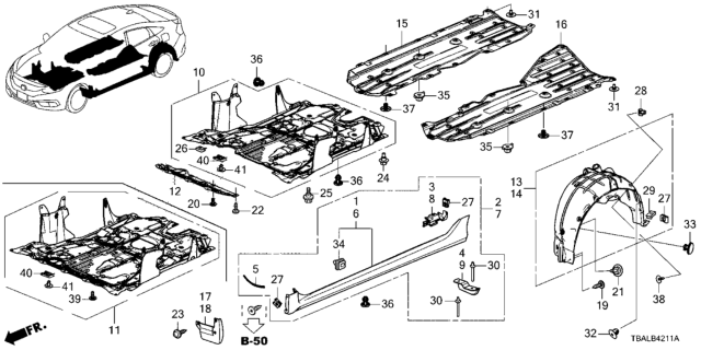 2020 Honda Civic Clip, Engine Cover (Lower) Diagram for 90673-TY2-A01