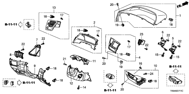 2013 Honda Civic Instrument Panel Garnish (Driver Side) Diagram
