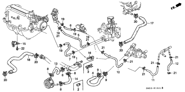 1992 Honda Accord Hose, Water Outlet Diagram for 79725-SM1-040