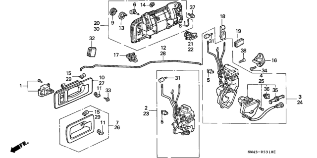 1990 Honda Accord Lock Assembly, Right Front Passive Belt Diagram for 72110-SM4-A11