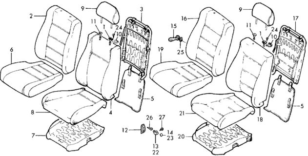 1988 Honda Accord Cover, Left Front Seat-Back Trim (Palmy Brown) Diagram for 81521-SE0-A02ZE