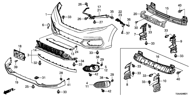 2020 Honda Fit Beam, FR. Bumper Diagram for 71130-T5R-A01ZZ