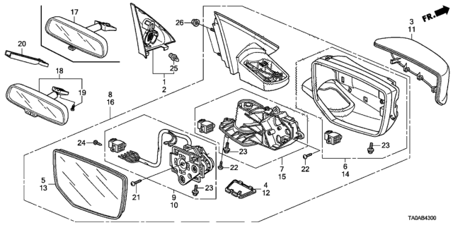 2012 Honda Accord Mirror, Driver Side (Flat) (Heated) Diagram for 76253-TA5-A11