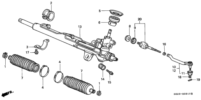 1999 Honda Accord Rack, Power Steering (Trw) Diagram for 53601-S82-A01