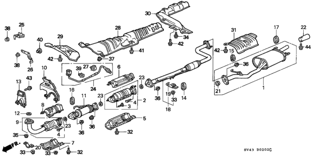1997 Honda Accord Exhaust Pipe Diagram