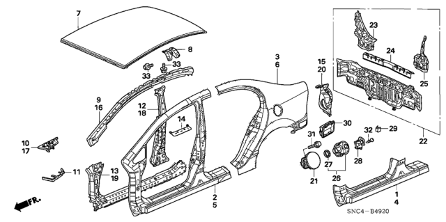 2011 Honda Civic Outer Panel - Rear Panel Diagram