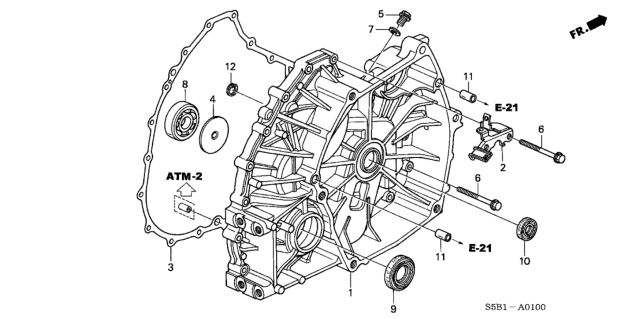 2004 Honda Civic AT Flywheel Case Diagram