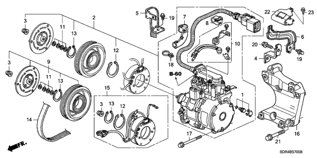 2006 Honda Accord Hybrid Compressor Diagram for 38810-RCJ-A03
