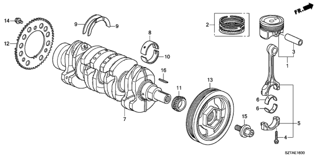 2013 Honda CR-Z Crankshaft - Piston Diagram