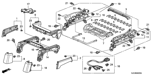 2006 Honda Ridgeline Adjuster, R. FR. Seat Slide (Inner) Diagram for 81270-SHJ-X02