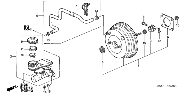 2002 Honda Civic Master Cylinder Assembly Diagram for 46100-S5D-A01