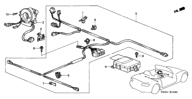 2001 Honda S2000 Wire Harness, SRS Main Diagram for 77961-S2A-G00