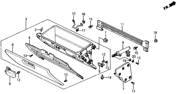 1990 Honda Civic Cover, Glove Box *NH167L* (GRAPHITE BLACK) Diagram for 77513-SH5-A00ZD