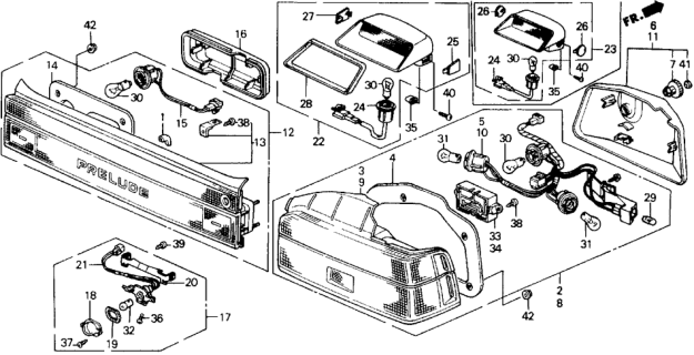 1988 Honda Prelude Lamp Assy., High Mount Stop *NH89L* (PALMY GRAY) Diagram for 34270-SF1-A01ZD