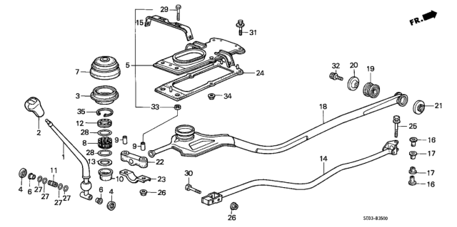 1987 Honda Accord Stopper, Extension Mounting Diagram for 54307-SB2-000