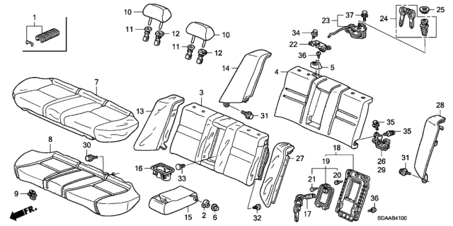 2007 Honda Accord Armrest Assembly, Rear Seat (Ivory) (Tachi-S/Setex) Diagram for 82180-SDA-A14ZC