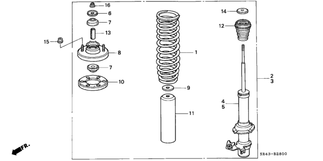 1994 Honda Civic Shock Absorber Assembly, Right Front (Showa) Diagram for 51601-SR3-A92
