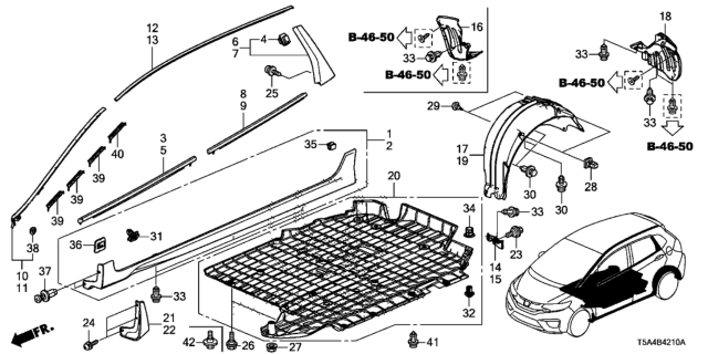2015 Honda Fit Garnish Assy., L. FR. Windshield Side Diagram for 73162-T5A-J02