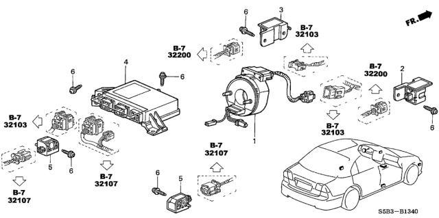 2005 Honda Civic Sensor Assy., L. FR. Side Diagram for 77940-S5B-A81