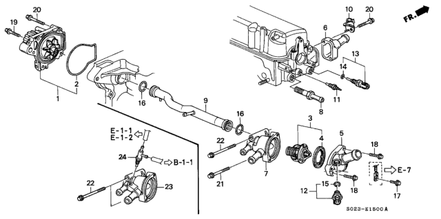 1997 Honda Civic Cover, Water Outlet Diagram for 19315-P08-010