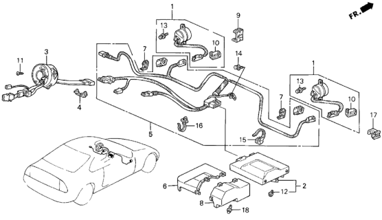 1993 Honda Prelude Wire Harness, SRS Main Diagram for 77961-SS0-A81