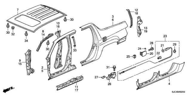2013 Honda Ridgeline Panel Set, R. (DOT) Diagram for 04636-SJC-A92ZZ