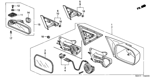 2002 Honda Civic Mirror Assembly, Driver Side Door (Clover Green Pearl) (R.C.) Diagram for 76250-S5D-A21ZC