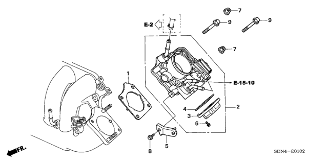 2006 Honda Accord Throttle Body (L4) Diagram