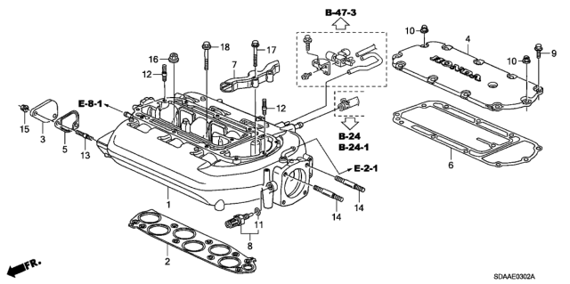 2007 Honda Accord Intake Manifold (V6) Diagram
