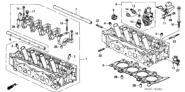 2001 Honda Civic Cylinder Head Assembly Diagram for 12100-PLE-000