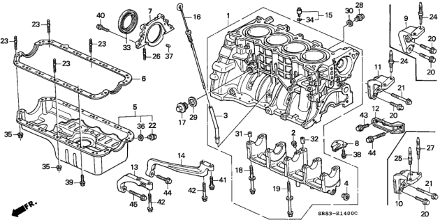 1993 Honda Civic Cylinder Block - Oil Pan Diagram