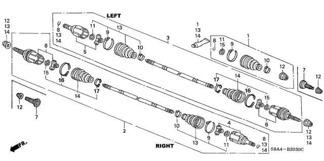 2005 Honda CR-V Band, Outboard Shaft Boot Diagram for 44318-SCA-E31