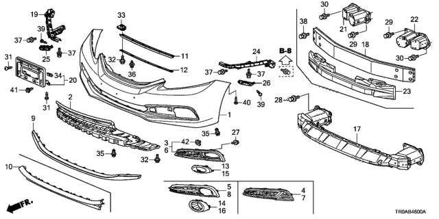 2013 Honda Civic Garnish, L. FR. Foglight Diagram for 71107-TR7-A51