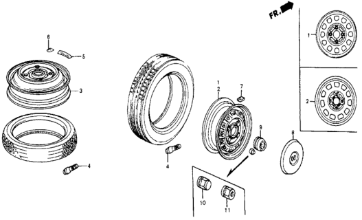 1986 Honda Civic Label, Spare Tire Caution (4WD) (T-Type)(English) Diagram for 42768-SD9-600