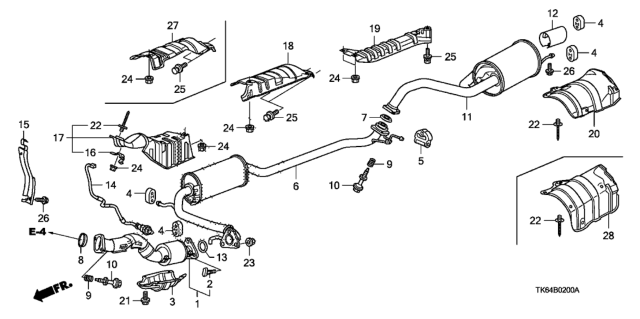 2011 Honda Fit Muffler, Exhuast Diagram for 18307-TK6-A11