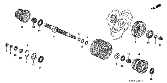 2002 Honda Accord Gear, Secondary Idle Diagram for 23495-P6H-010