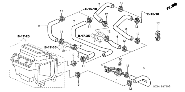 2003 Honda Odyssey Hose B, Water Outlet Diagram for 79726-S0X-A01