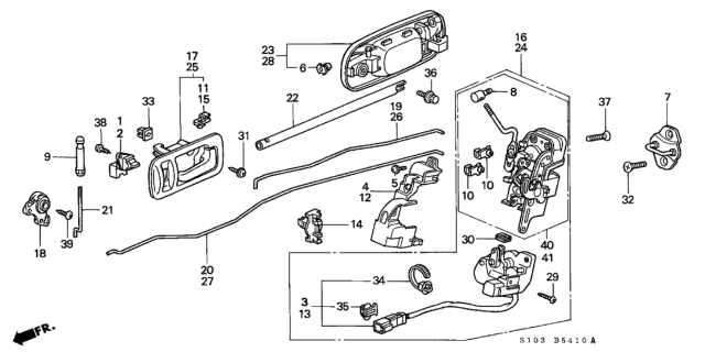 1998 Honda CR-V Lock Assembly, Right Rear Door Diagram for 72610-S10-003