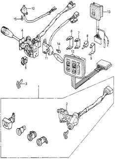1981 Honda Accord Switch Assembly, Intermittent Wiper & Washer Diagram for 35450-671-663