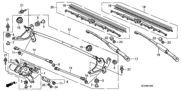 2009 Honda Element Rod Unit A Diagram for 76540-SCV-A01