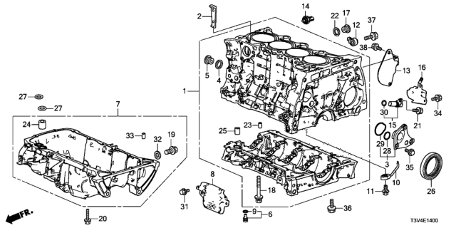 2014 Honda Accord Block Assy., Cylinder (DOT) Diagram for 11000-5K0-810