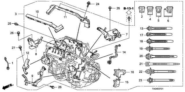 2011 Honda Accord Sub-Wire, Knock Sensor Diagram for 30531-R70-A00