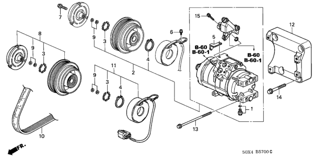 2002 Honda Odyssey Belt, Compressor (Mitsuboshi) Diagram for 38920-P8F-A12