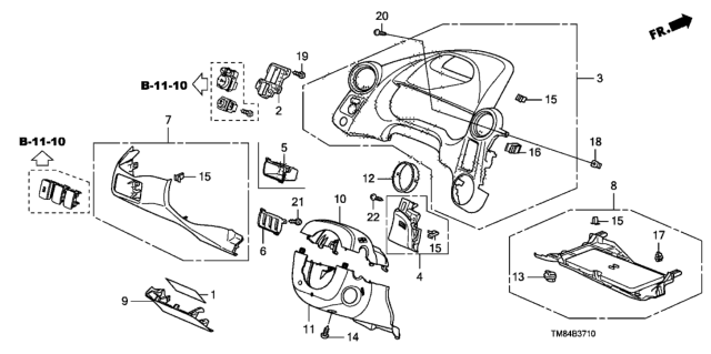 2014 Honda Insight Instrument Panel Garnish (Driver Side) Diagram