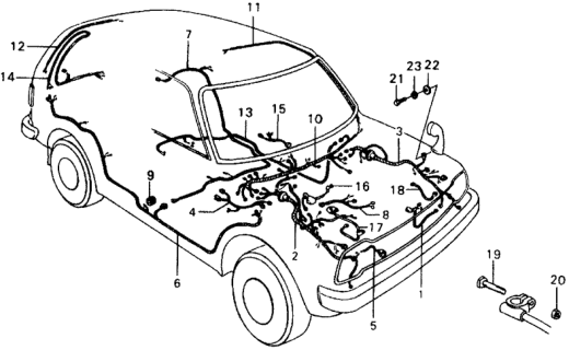 1975 Honda Civic Wire Harness, Instrument Diagram for 32117-657-672