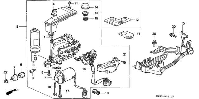 1996 Honda Accord Bracket, Modulator Diagram for 57115-SV4-000