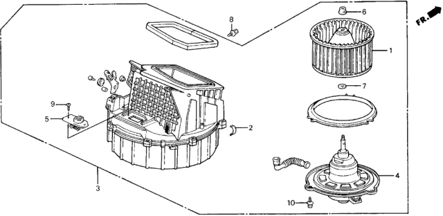1989 Honda Civic Blower Assembly Diagram for 79300-SH3-A01