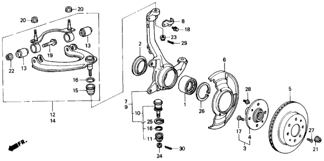 1988 Honda Civic Knuckle, Right Front Diagram for 51210-SH3-010